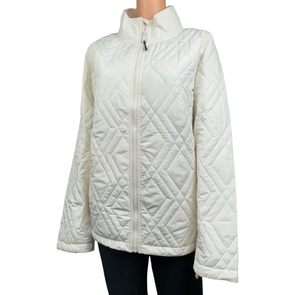 Voyager Womens XL Quilted Jacket Cream Water-Resistant Lightweight Full Zip New